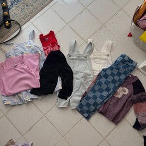 Kids Clothing Bundle with Overalls and Sweaters